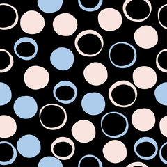 Abstract handmade round seamless pattern background. Childish handcrafted wallpaper