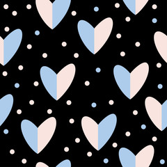 Abstract handmade heart seamless pattern background. Childish handcrafted wallpaper
