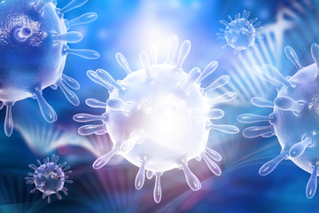 Virus on medical background. 3d illustration .