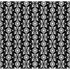 Seamless black background with white pattern in baroque style. Vector retro illustration. Ideal for printing on fabric or paper.