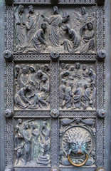 Door detail of Bremen Cathedral in Bremen, Germany.