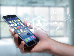 Medecine and general healthcare icon displayed on a technology interface