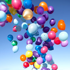 Naklejka na ściany i meble Colorful Balloons flying in the sky party
