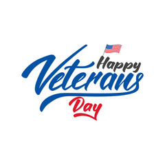 Happy Veterans Day. Logotype with hand lettering for USA Veterans Day celebration
