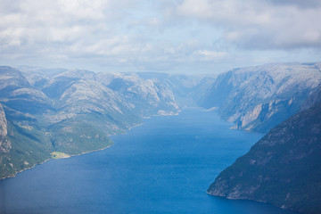 Obraz premium Aerial view of the Lysefjord