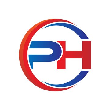 ph logo vector modern initial swoosh circle blue and red