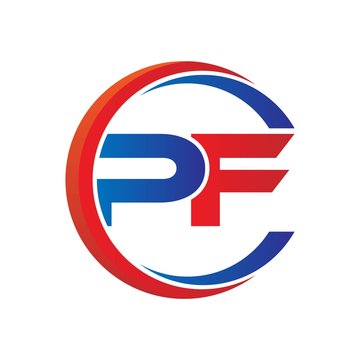pf logo vector modern initial swoosh circle blue and red