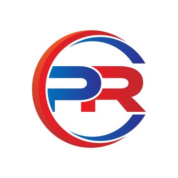 pr logo vector modern initial swoosh circle blue and red