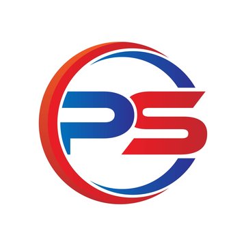 ps logo vector modern initial swoosh circle blue and red