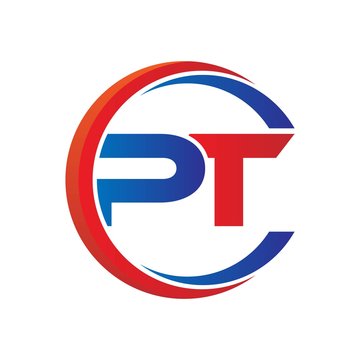 pt logo vector modern initial swoosh circle blue and red