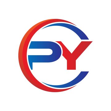 py logo vector modern initial swoosh circle blue and red