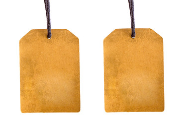 Blank old paper price tag or label set, cardboard price tag label isolated on white background.