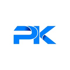 pk logo initial logo vector modern blue fold style - obrazy, fototapety, plakaty