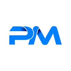 pm logo initial logo vector modern blue fold style
