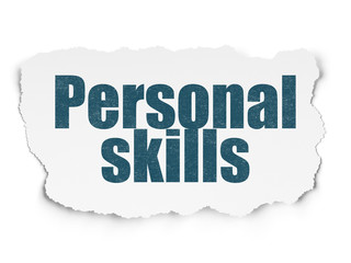 Studying concept: Personal Skills on Torn Paper background