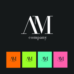 Letters A & M Logo with Business Card Template Vector.