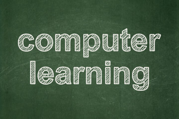 Fototapeta premium Learning concept: Computer Learning on chalkboard background