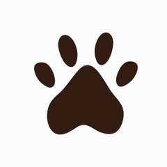 flat design paw print icon, stock vector illustration