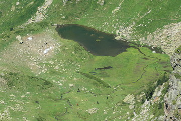 Pyrenean lake in Ariege. Occitanie in South of France