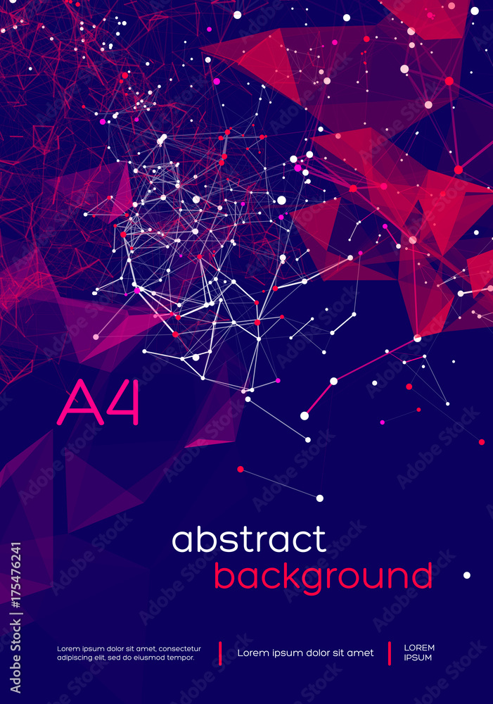 Poster 3d abstract mesh background with circles, lines and triangular shapes design layout for your busines