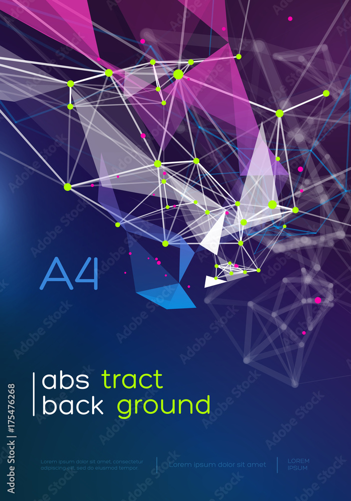Poster 3d abstract mesh background with circles, lines and triangular shapes design layout for your busines