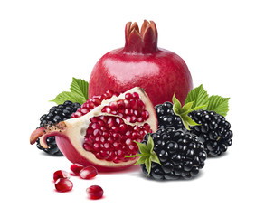 Pomegranate blackberry isolated on white