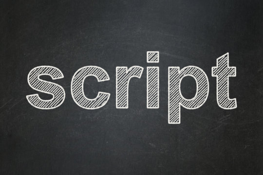 Software concept: Script on chalkboard background