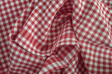 Checkered red and white tablecloth