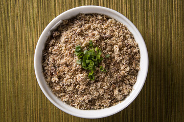 Farofa, a toasted cassava flour mixture.