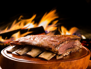 Barbecue ribs, traditional Brazilian barbecue. - obrazy, fototapety, plakaty