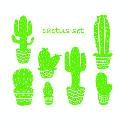 flat cactus set vector illustration