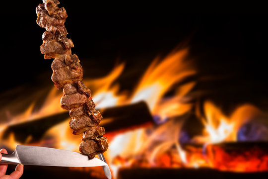 Tibon, traditional Brazilian barbecue.