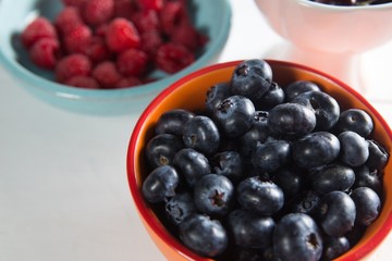 Close-up of blueberries in bowl
