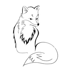Fox tattoo. Vector illustration, isolated on white background
