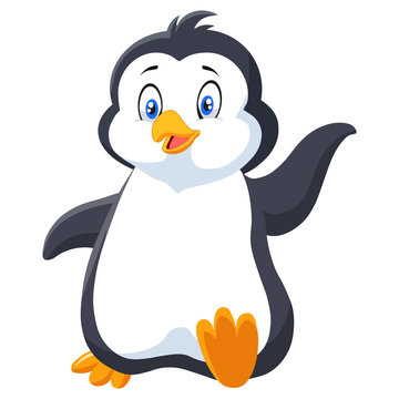 cartoon penguin isolated on white background.

