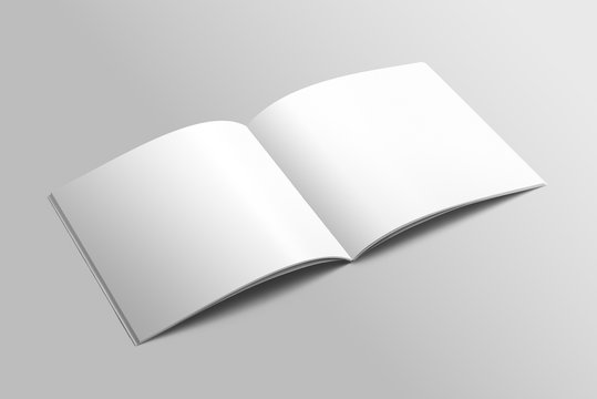 Blank square photorealistic brochure mockup on light grey background.