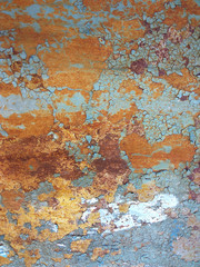 Corroded metal background. Rusty metal background with streaks of rust. Rust stains. Rystycorrosion.