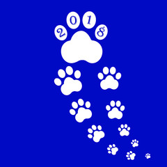 Black footprints of dog. Pets symbol.Puppy animal of Chinese New Year of the Dog.Vector illustration