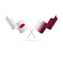 Japan and Qatar flags. Vector illustration.