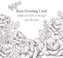 Beautiful flowers Vector illustration. Floral pattern background. Line art hand drawn graphic style illustrations