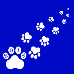 Fototapeta na wymiar Black footprints of dog. Pets symbol.Puppy animal of Chinese New Year of the Dog.Vector illustration