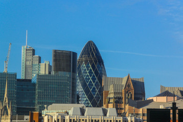 A panorama of the City of London.View of the left bank of London, from the right bank of the Seine.