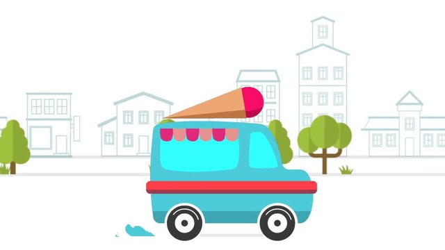 Animation of ice cream delivery van
