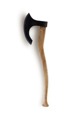 Ancient battle axe on white background