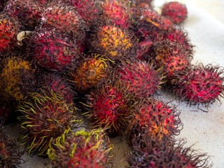 Old rambutan, close up