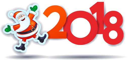 Funny Santa Claus and text, New Year illustration