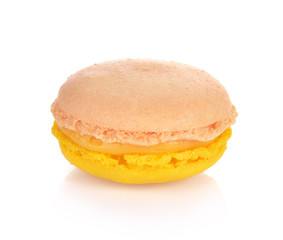 French colorful macarons isolated on a white background
