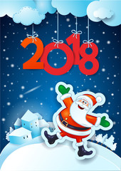 Fototapeta na wymiar New year background with happy Santa and text
