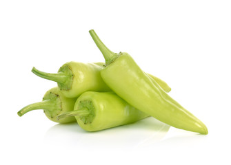 green chili peppers isolated on white background.