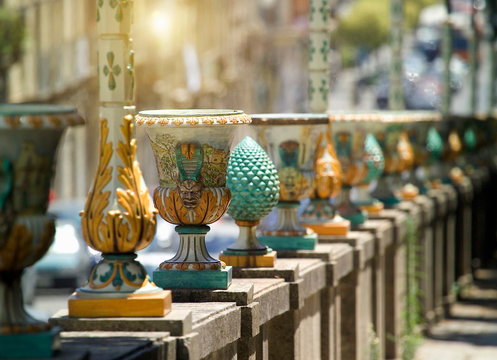 Local handicrafts, Villa Comunale, Caltagirone, Sicily, Italy